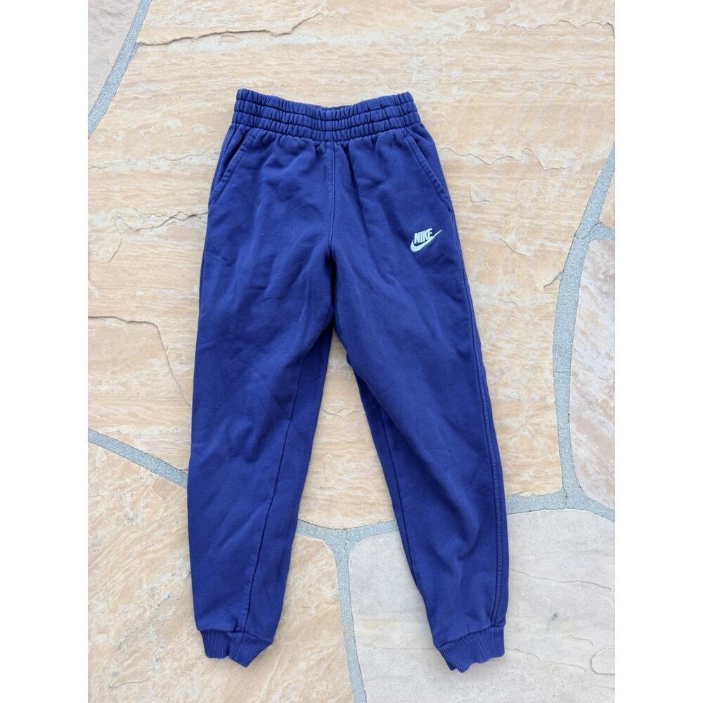 kids navy blue nike jogger sweatpants with drawstring waist size M